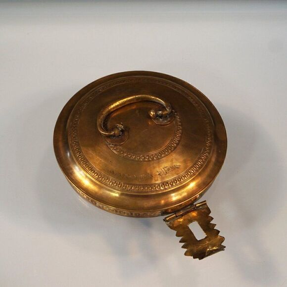 Vintage Copper Handcrafted Betel Pandan Box Container Inscribed In Farsi Arabic - Picture 7 of 10